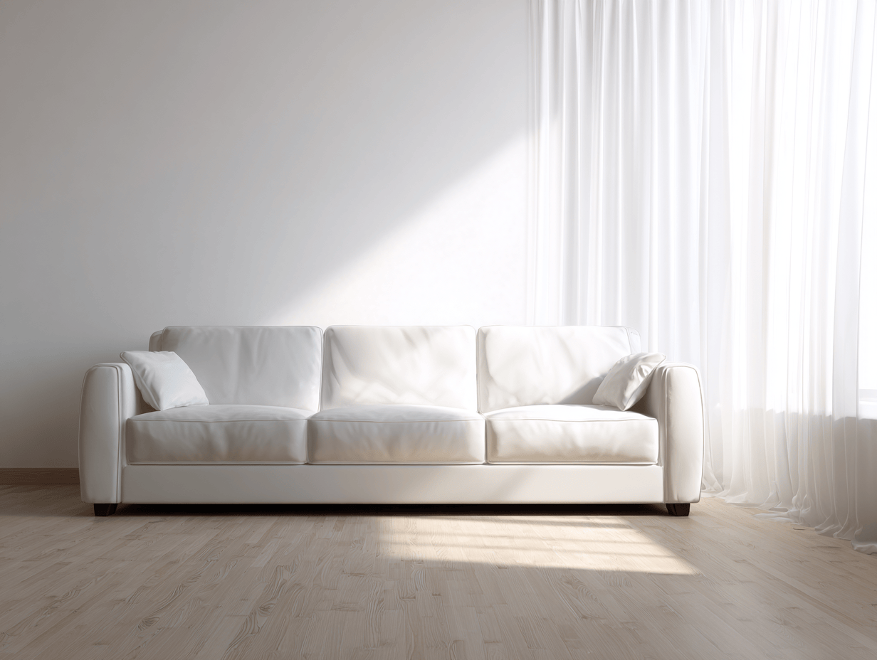 Sofá de tres plazas de piel blanca 220x95x90 cm - estilo moderno