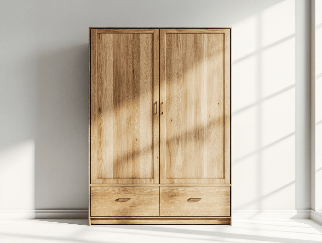 Armario ropero moderno madera roble 180x80x50 cm - roble - 2 puertas y 2 cajones