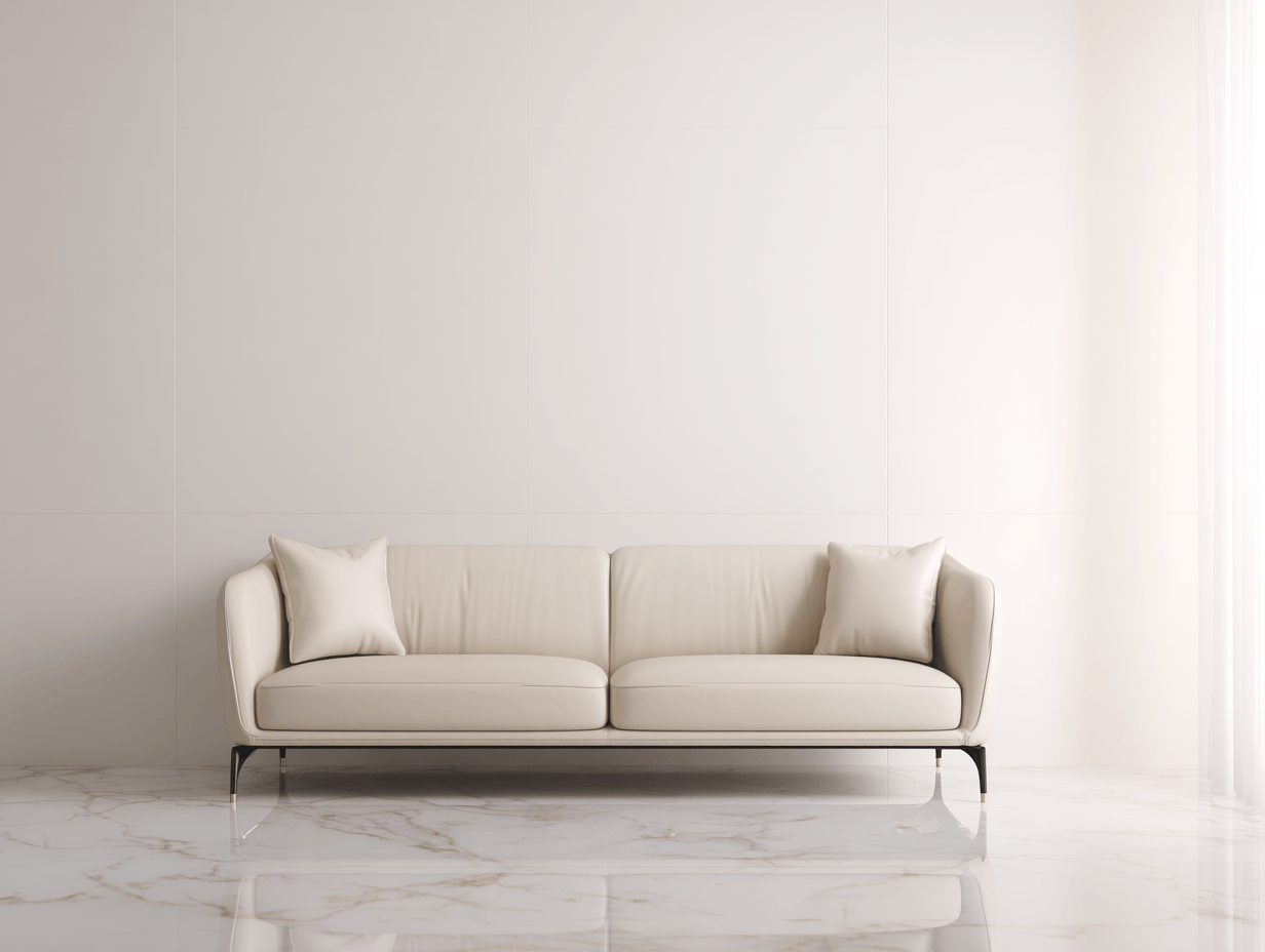 Sofá de cuero marfil 2 plazas 170x85x80 cm - estilo moderno - diseño minimalista