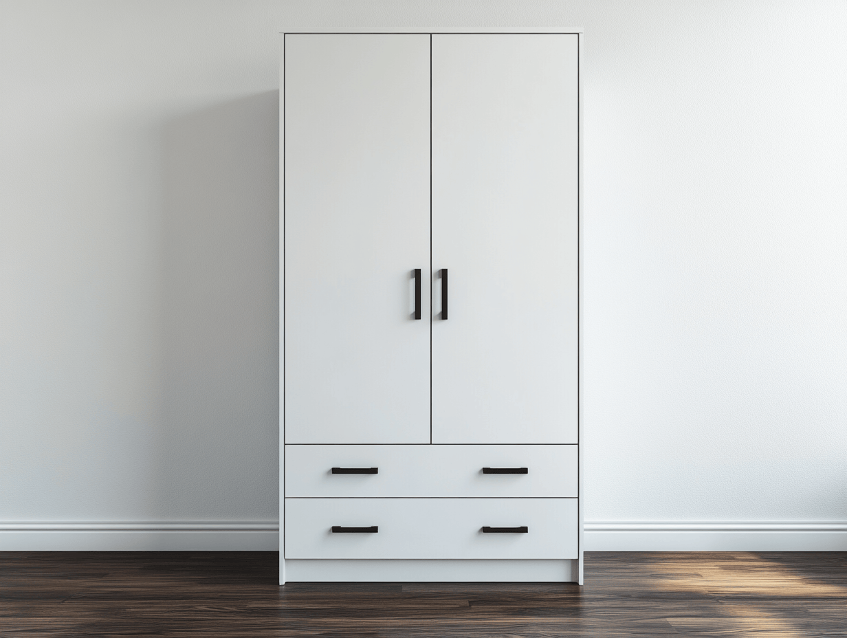 Armario ropero moderno madera 180x80x50 cm - blanco/negro - 2 puertas y 2 cajones