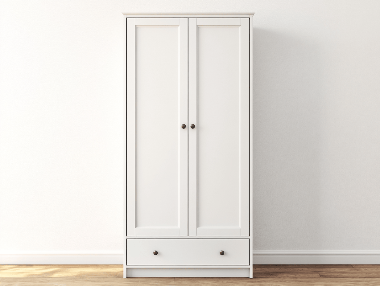 Armario de dos puertas con un cajón 200x100x55 cm - madera - blanco/negro - diseño moderno