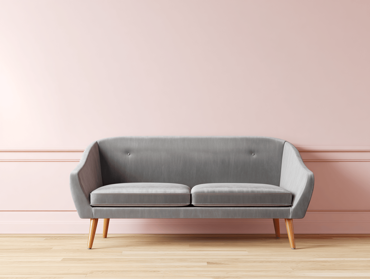 Sofá de dos plazas de tela terciopelo gris 150x80x82 cm - patas de madera color roble - estilo escandinavo-Comfyure