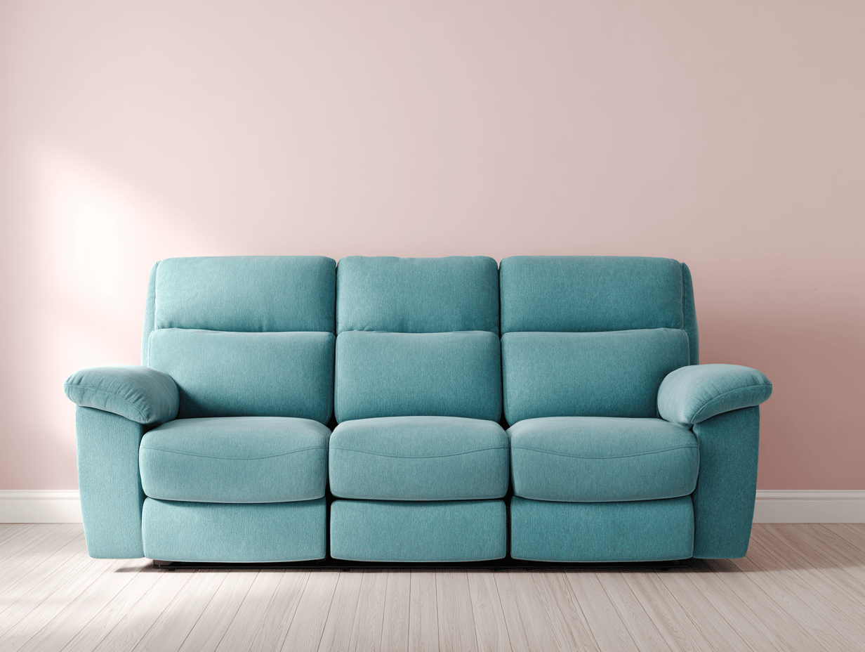 Sofá 3 plazas tapizado 210x95x100 cm - azul claro - de 3 plazas