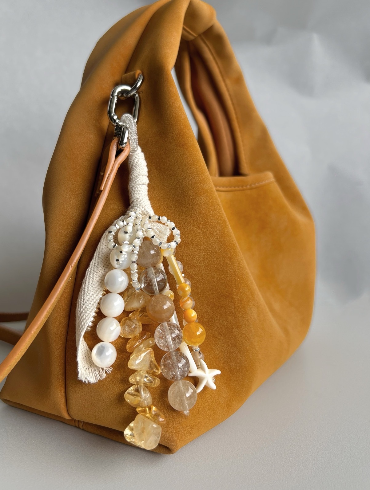 Pumpkin and lavender colors bag charm