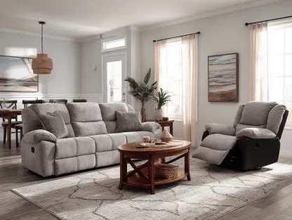 Canapé 3 places en tissu gris 200×90×90 cm avec fauteuil relax 90×90×100 cm – gris – style moderne – avec coussins décoratifs-Nicheota