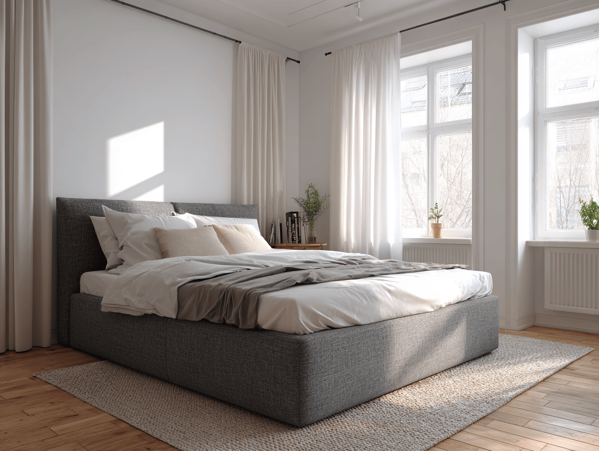 Lit tapissé 160×200 cm – gris – avec matelas intégré-Nicheota