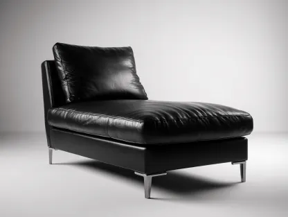 Chaise longue en cuir 155×85×88 cm – noir – avec coussin dossier rembourré-Nicheota