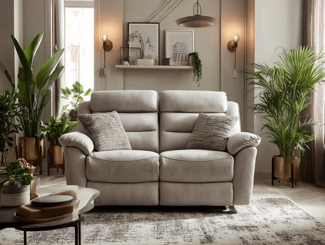 Canapé 2 places électrique 160×85×100 cm – gris clair – avec fonction inclinaison-Nicheota