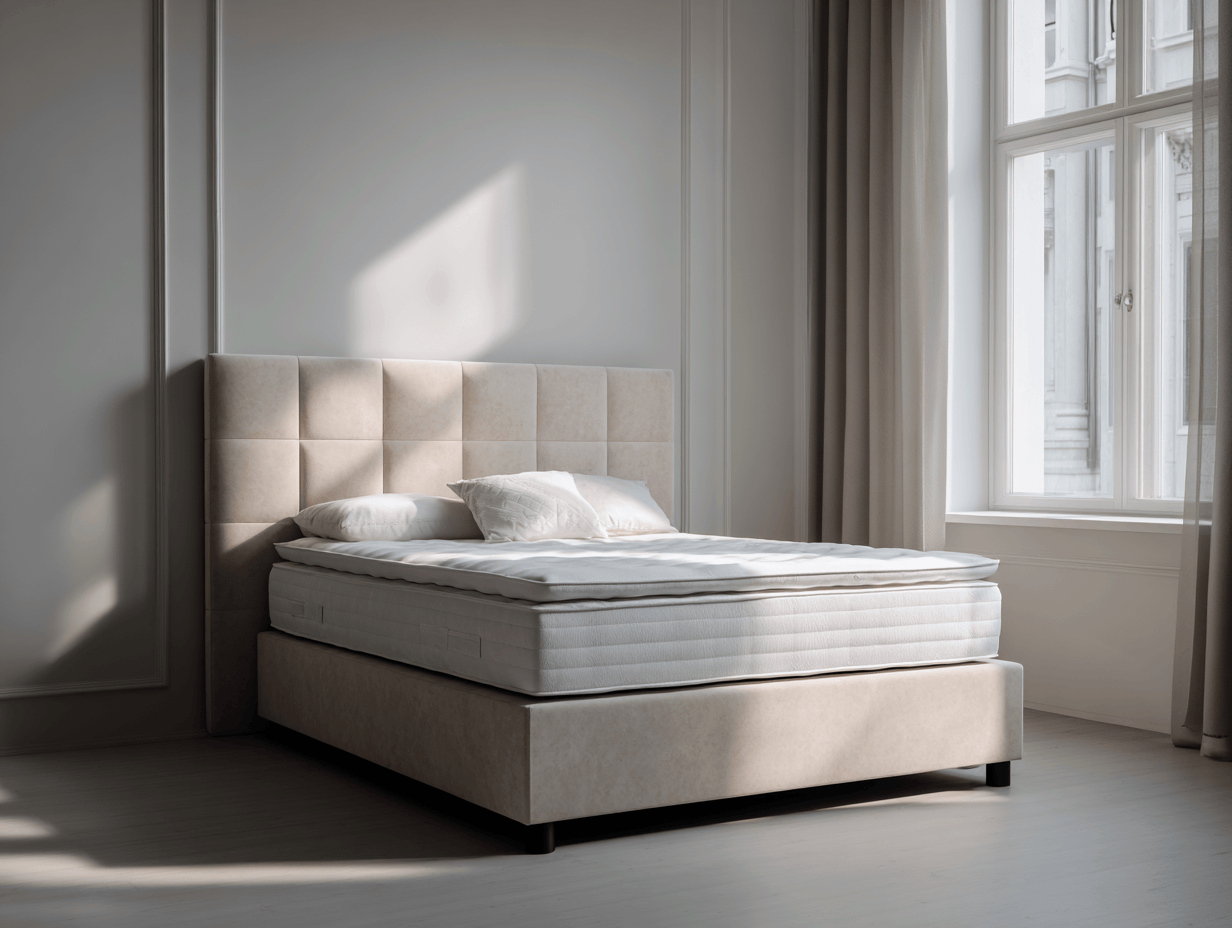 Lit à ressorts avec cadre en velours sable et tête de lit capitonnée 160x200 cm – design élégant avec pieds noirs-Nicheota