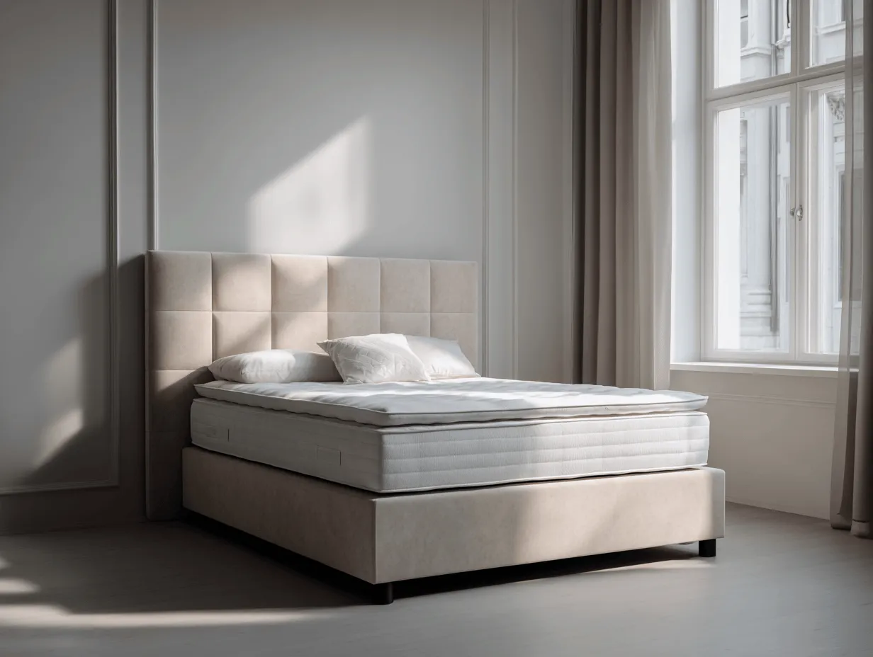 Lit à ressorts avec cadre en velours sable et tête de lit capitonnée 160x200 cm – design élégant avec pieds noirs-Nicheota