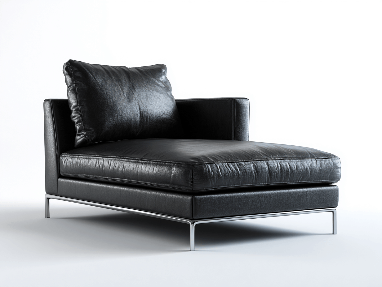 Chaise longue en cuir 160×85×90 cm – noir – avec coussin dossier amovible-Nicheota