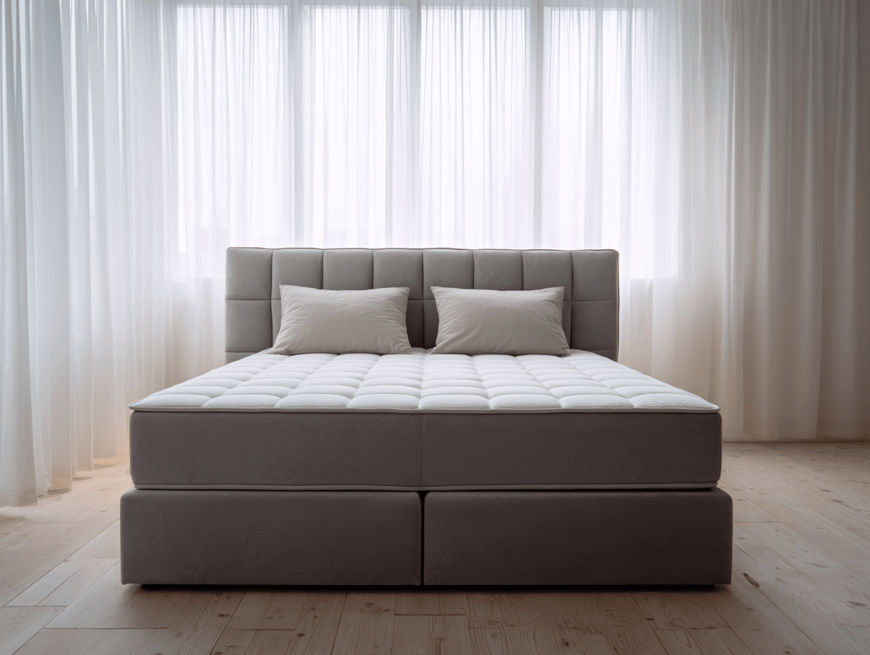 Lit à ressorts 160×200 cm – gris clair – avec matelas intégré et tête de lit en velours-Nicheota