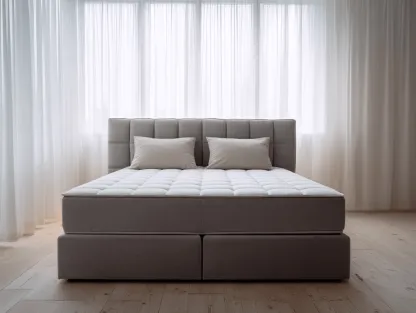 Lit à ressorts 160×200 cm – gris clair – avec matelas intégré et tête de lit en velours-Nicheota