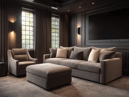 Canapé 3 places 225×95×90 cm avec fauteuil et pouf en tissu gris – style contemporain – avec coussins décoratifs-Nicheota