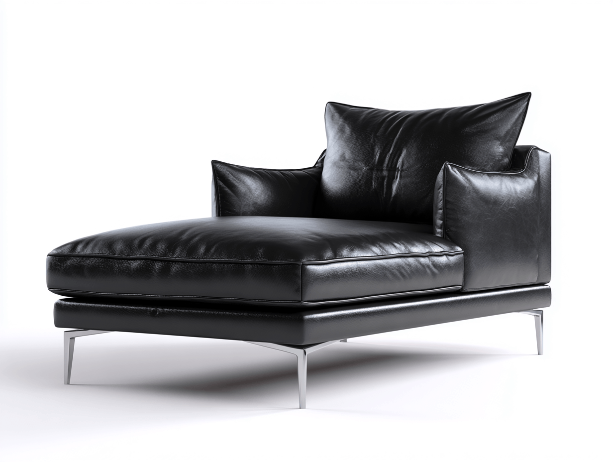 Chaise longue en cuir 160×88×90 cm – noir – avec accoudoirs et coussins rembourrés-Nicheota