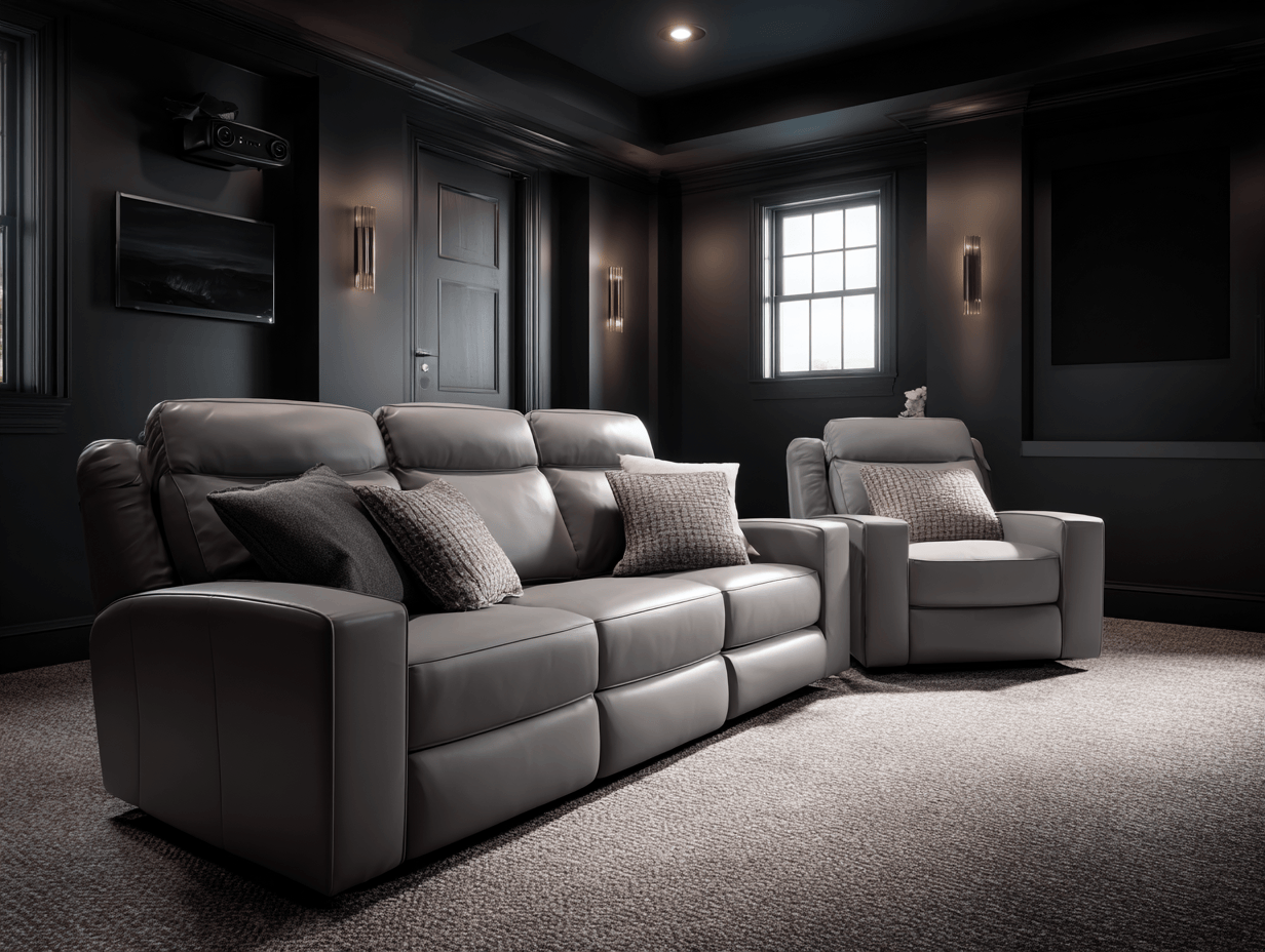 Canapé 3 places en cuir gris 220×95×90 cm avec fauteuil en cuir – design moderne – avec coussins décoratifs-Nicheota