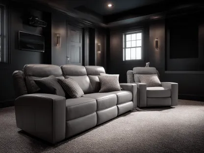 Canapé 3 places en cuir gris 220×95×90 cm avec fauteuil en cuir – design moderne – avec coussins décoratifs-Nicheota