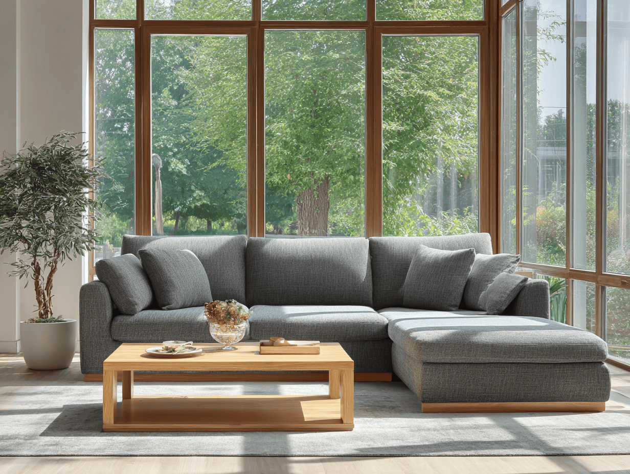 Canapé d'angle en tissu 285×185×90 cm – gris clair – avec méridienne et coussins assortis-Nicheota