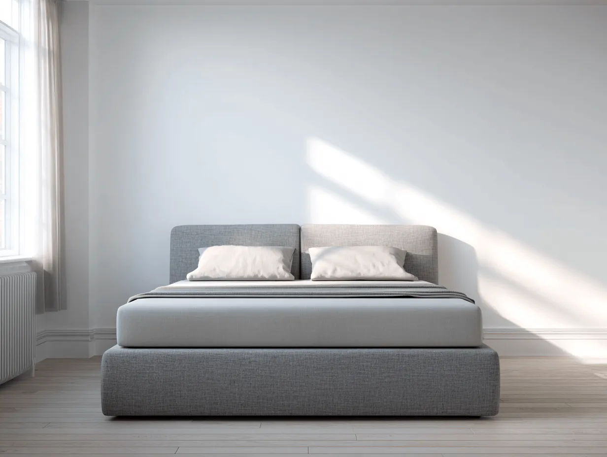 Lit boxspring moderne 160x200 cm – tissu gris clair – avec matelas intégré-Nicheota