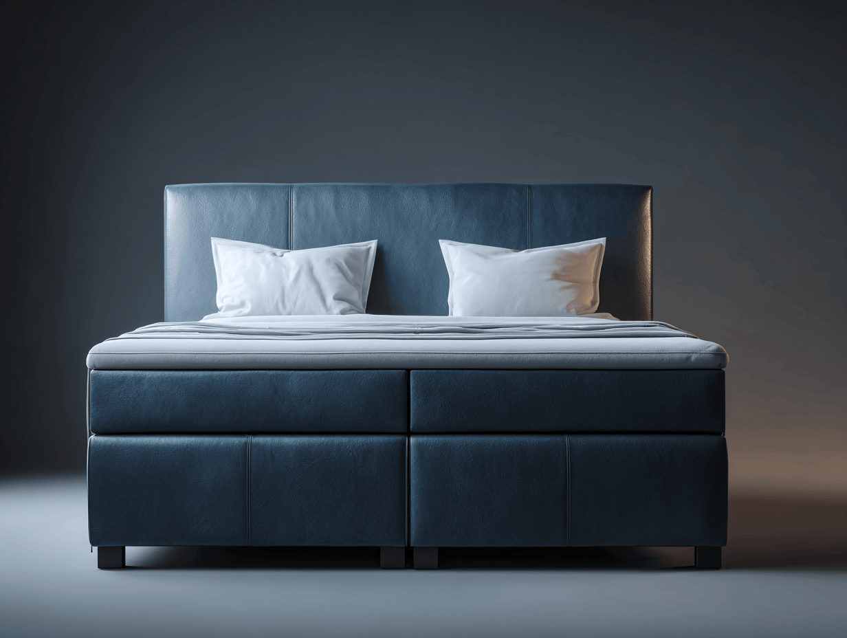 Lit boxspring moderne 160x200 cm – simili cuir bleu – avec matelas-Nicheota