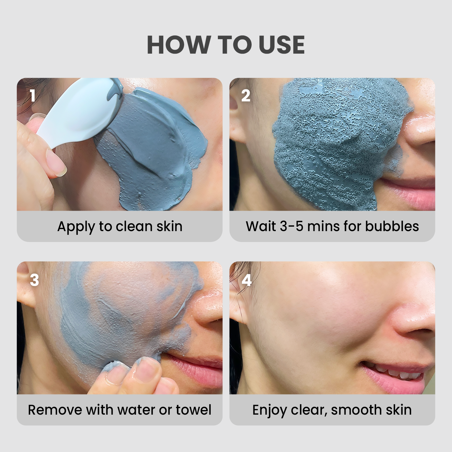 GLAM UP Clean Bubbling Carbonated Clay Mask for Face Purifying- Blackhead Remover, Peel Off, Pore Clearing, Deep Cleansing, Detoxing Bubble Clay Mask, Vegan 135ml (4.56 Fl Oz)