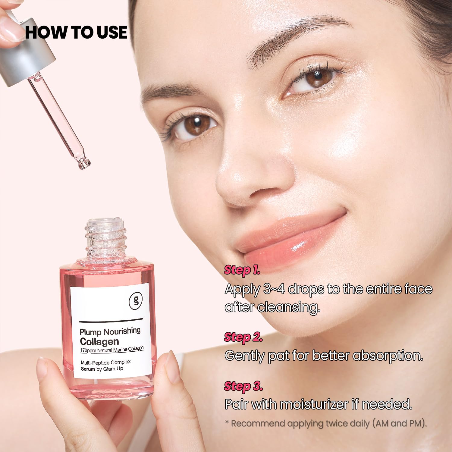 GLAM UP Plump Nourishing Dive in Real Marine Collagen Serum 30ml (1.01 Fl Oz)