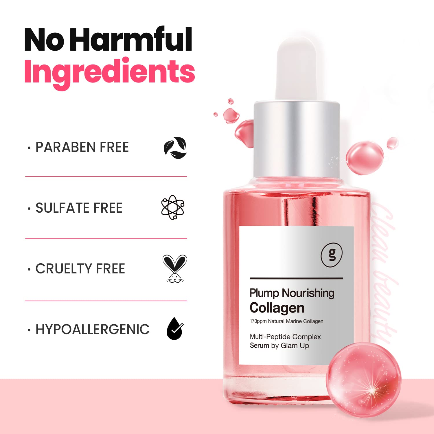 GLAM UP Plump Nourishing Dive in Real Marine Collagen Serum 30ml (1.01 Fl Oz)