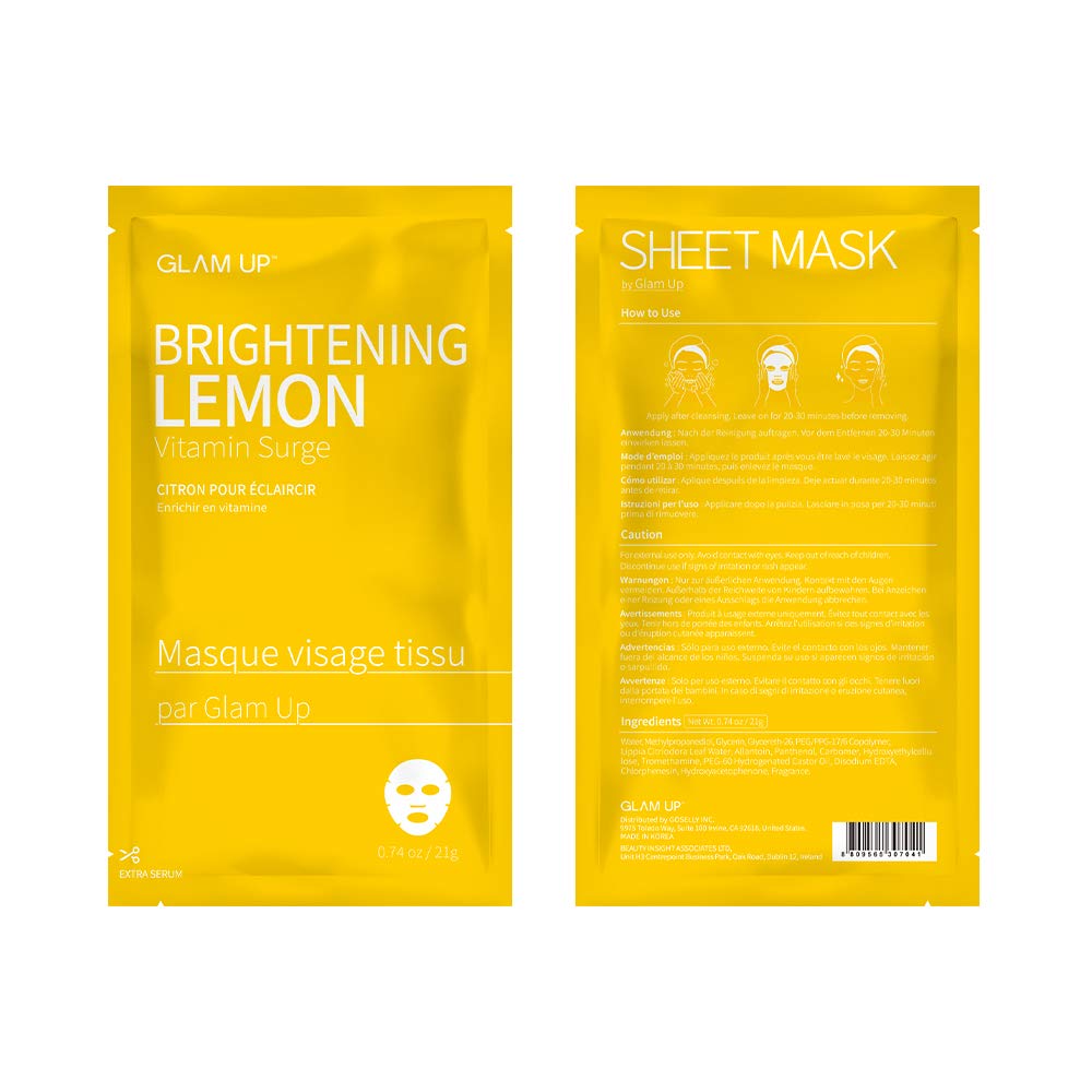 GLAM UP Sheet Mask Brightening Lemon (10 sheets)