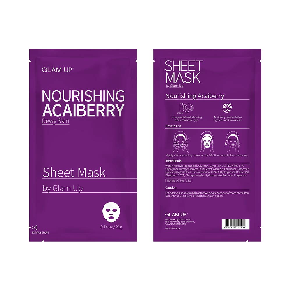 GLAM UP Sheet Mask Nourishing AcaiBerry (10 sheets)