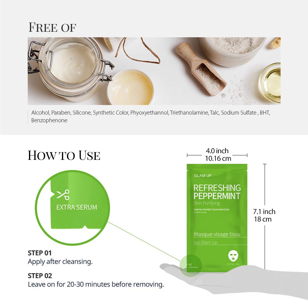 GLAM UP Sheet Mask Refreshing Peppermint (10 sheets)