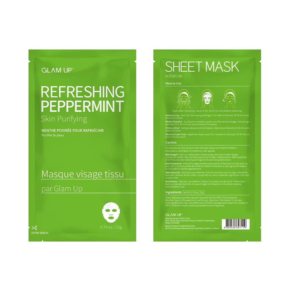 GLAM UP Sheet Mask Refreshing Peppermint (10 sheets)