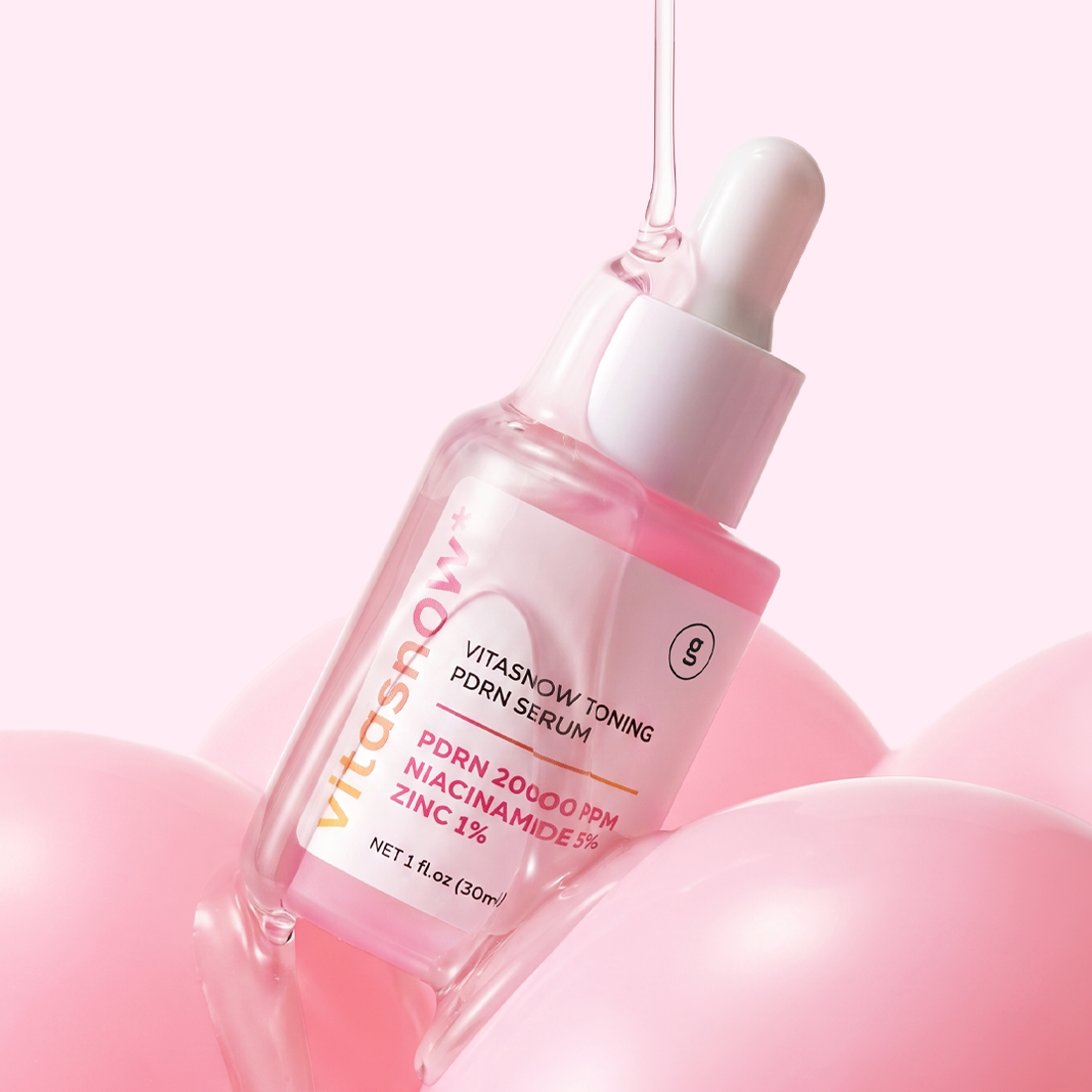 VitaSnow PDRN 20,000ppm Toning Serum, 5% Niacinamide, 1% Zinc PCA, 1 fl oz