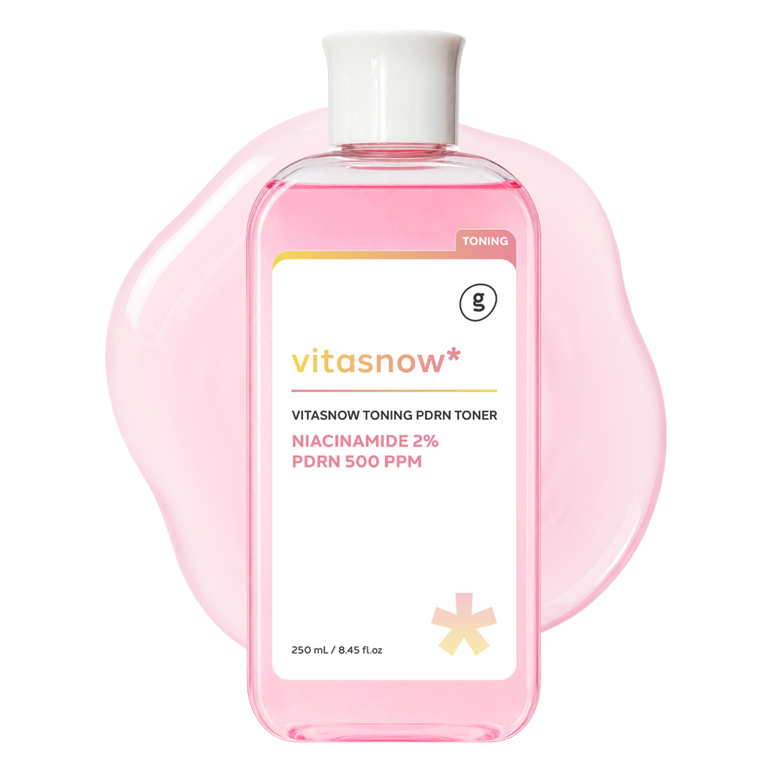 VitaSnow PDRN 500ppm Toning Toner, 2% Niacinamide, 8.45 fl oz