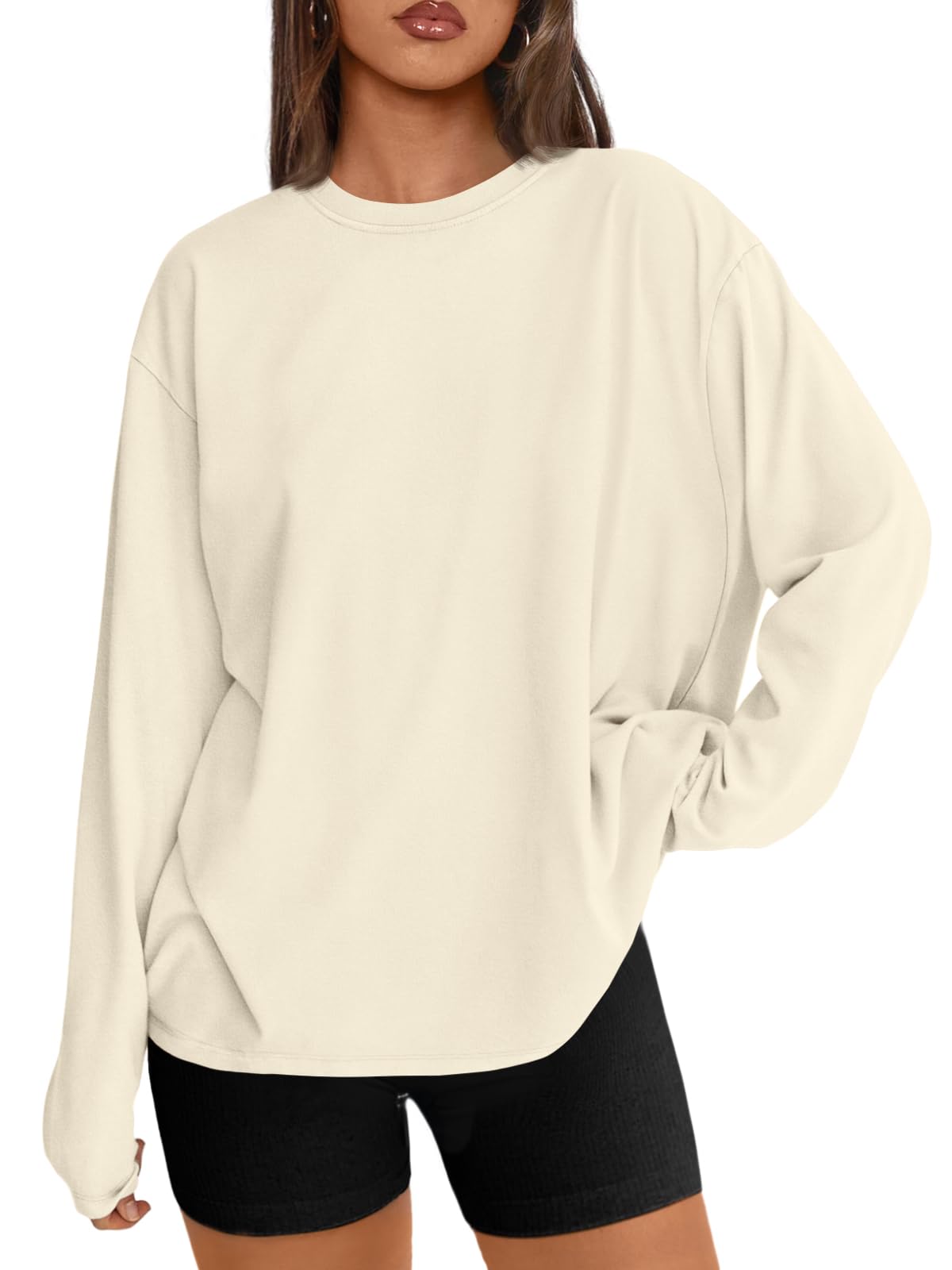 Women Long Sleeve T Shirts White 2025 Basic Casual