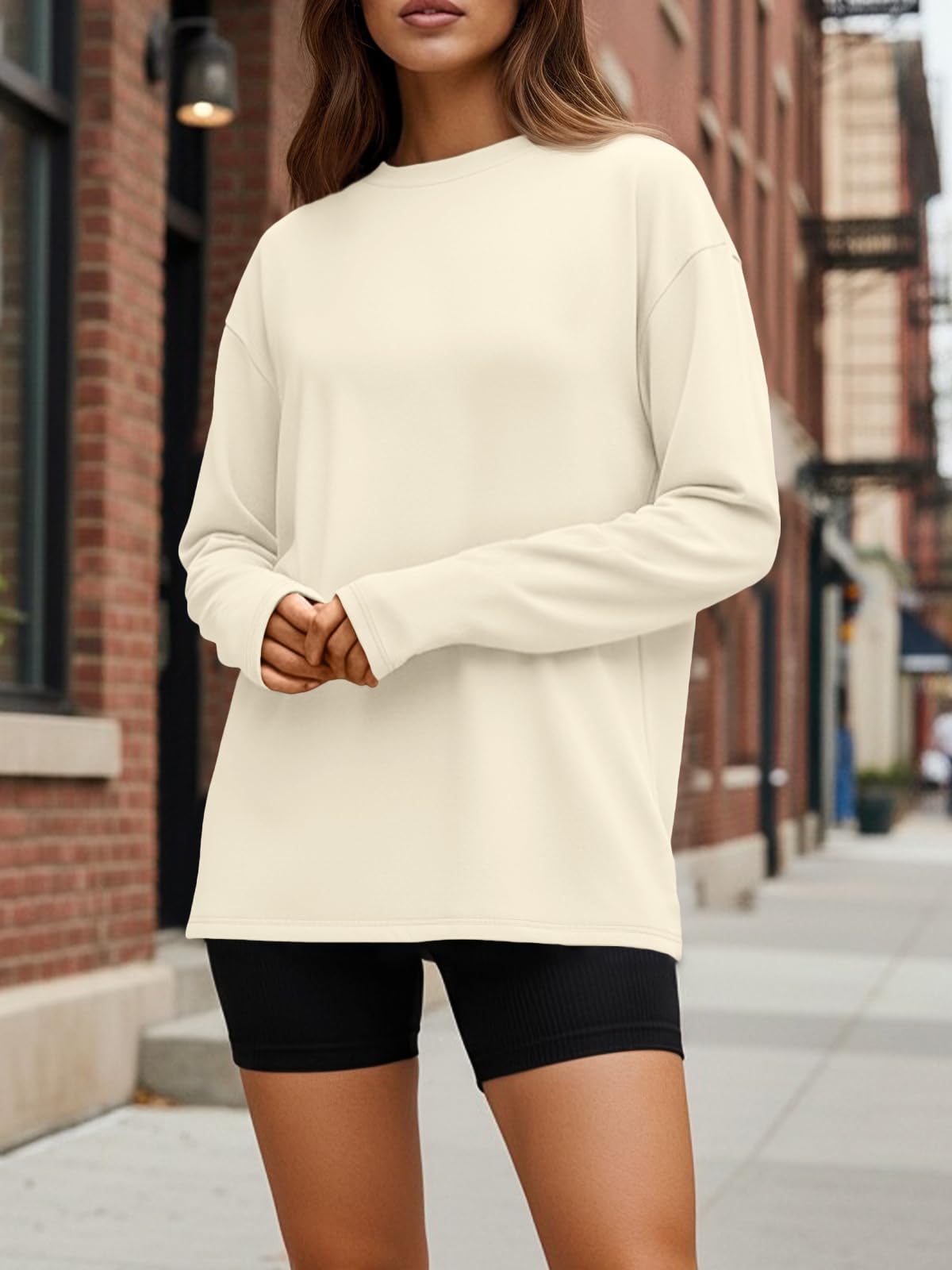 Women Long Sleeve T Shirts White 2025 Basic Casual
