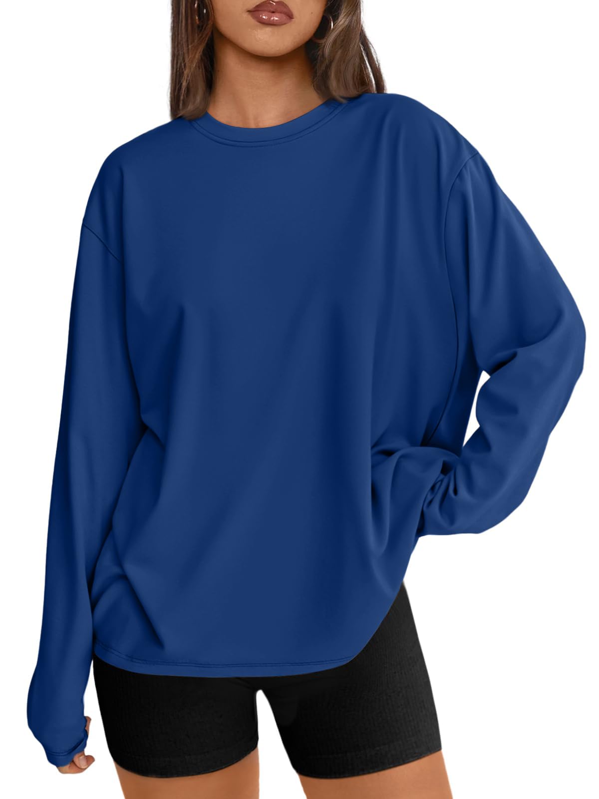 Women Long Sleeve T Shirts White soft Basic Casual