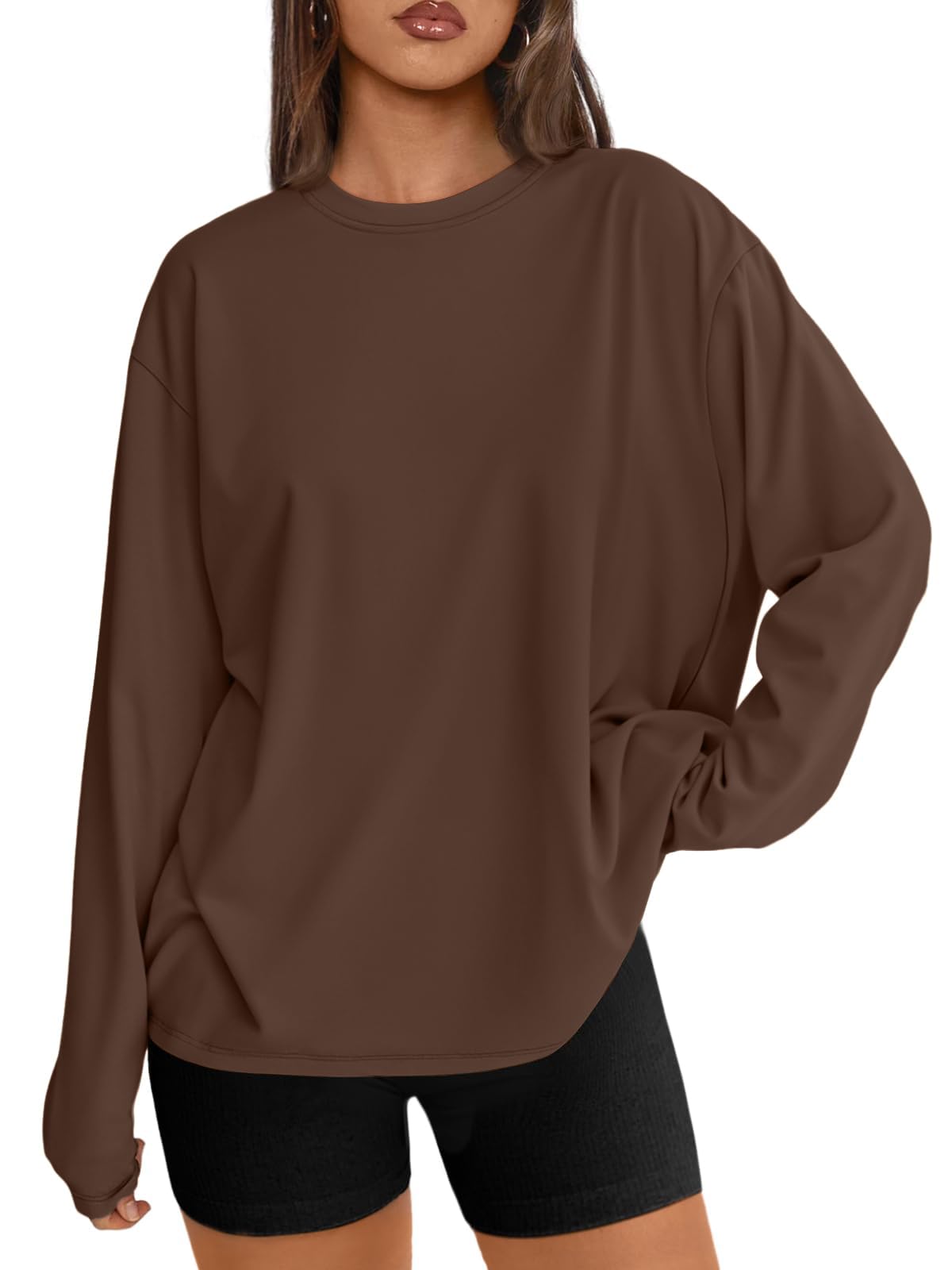 Women Long Sleeve T Shirts White soft Basic Casual