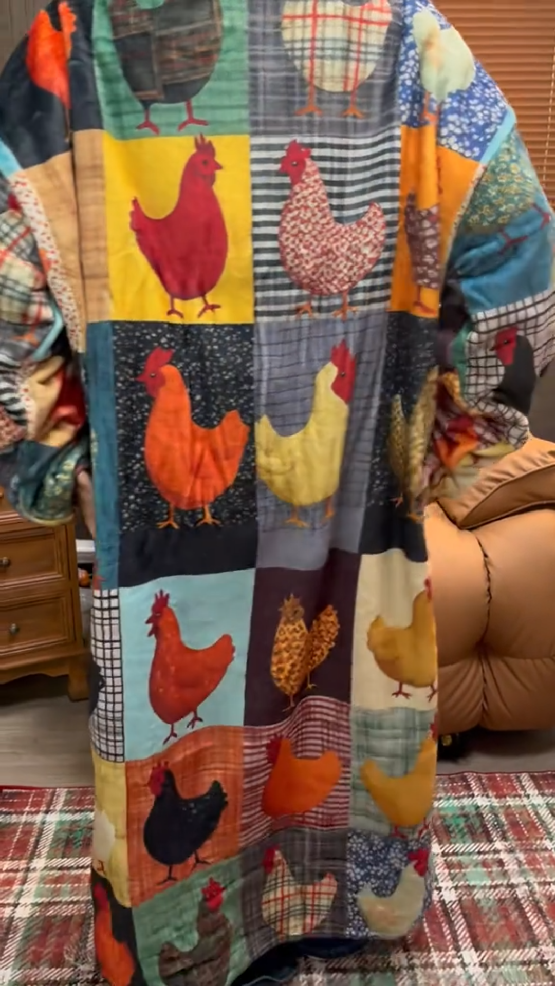 Patchwork Chicken Hoodie Blanket