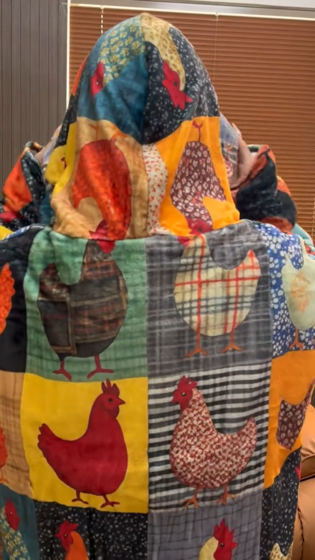 Patchwork Chicken Hoodie Blanket