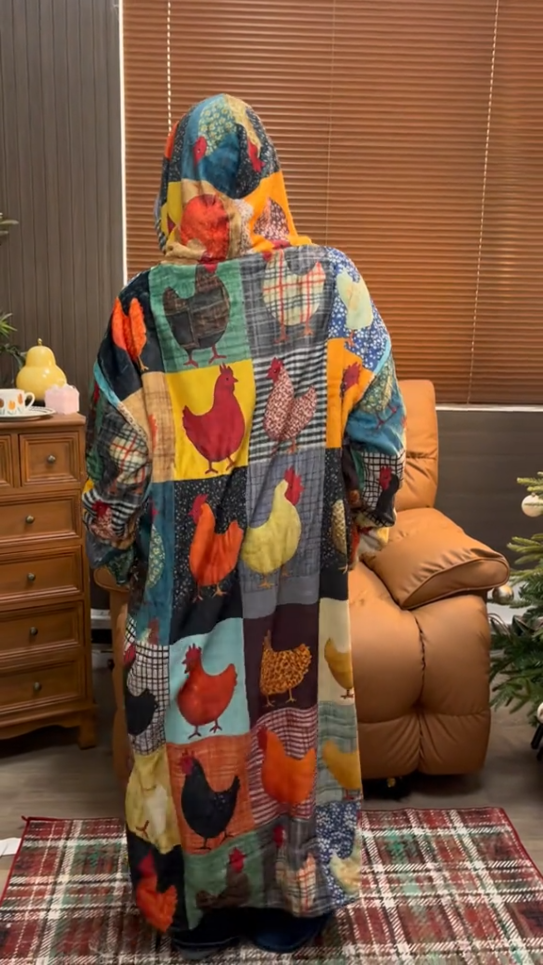 Patchwork Chicken Hoodie Blanket