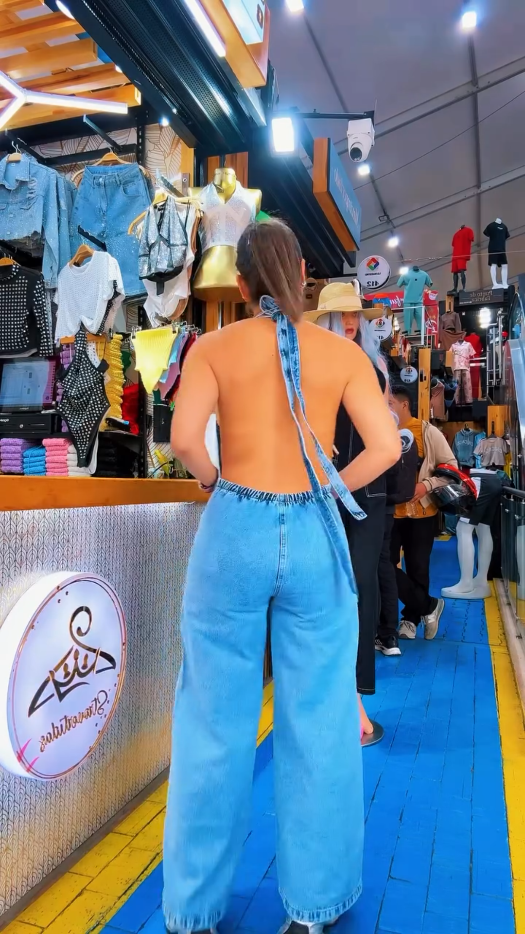  halter neck denim overalls