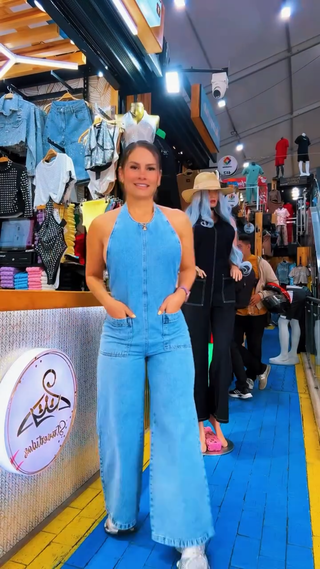  halter neck denim overalls