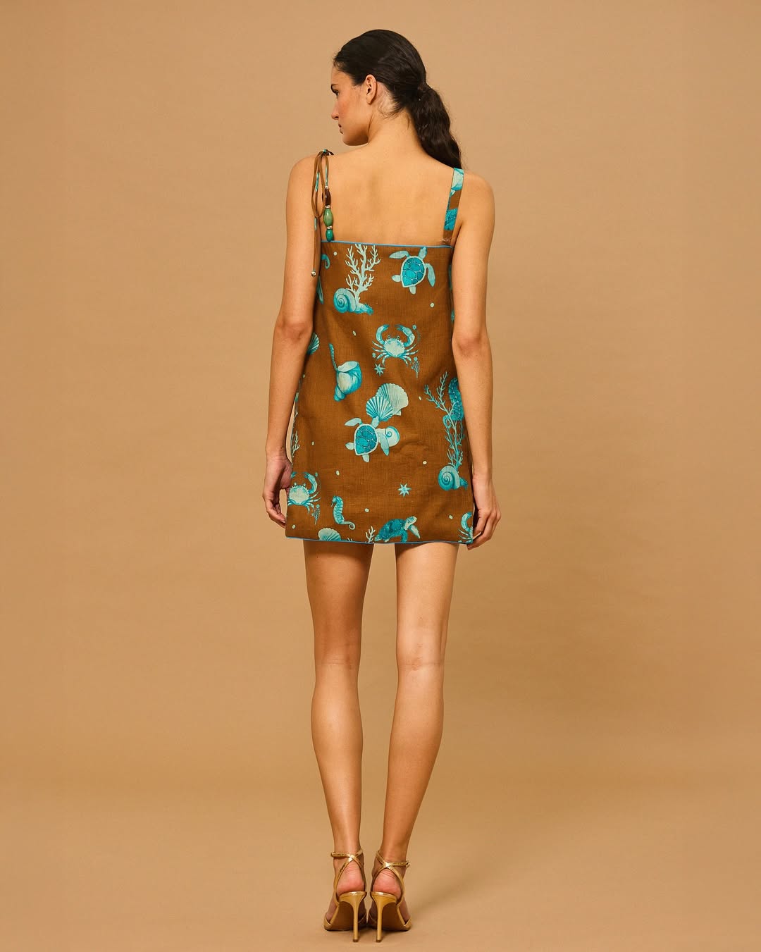 Aqua Shell Beaded Strap Dress