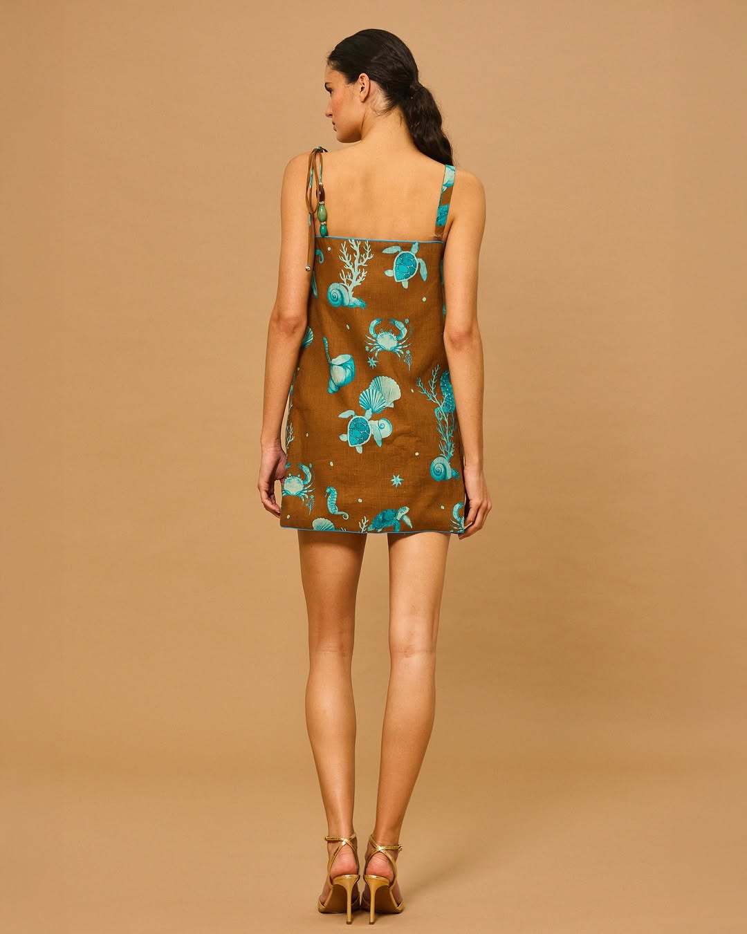 Aqua Shell Beaded Strap Dress