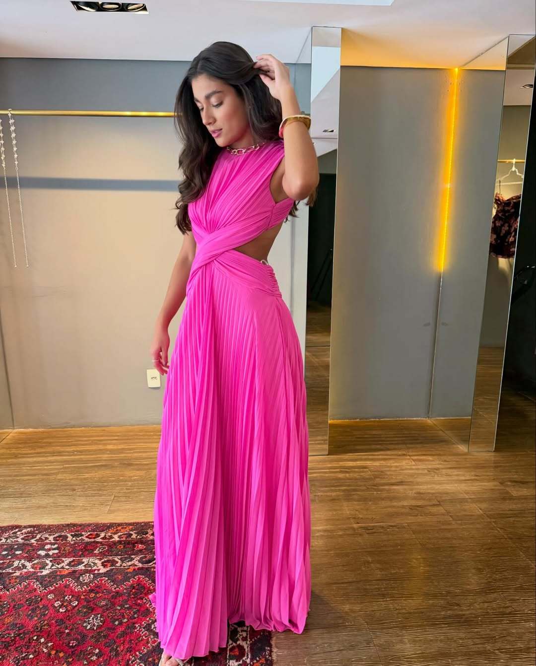 Pleated Backless Dress