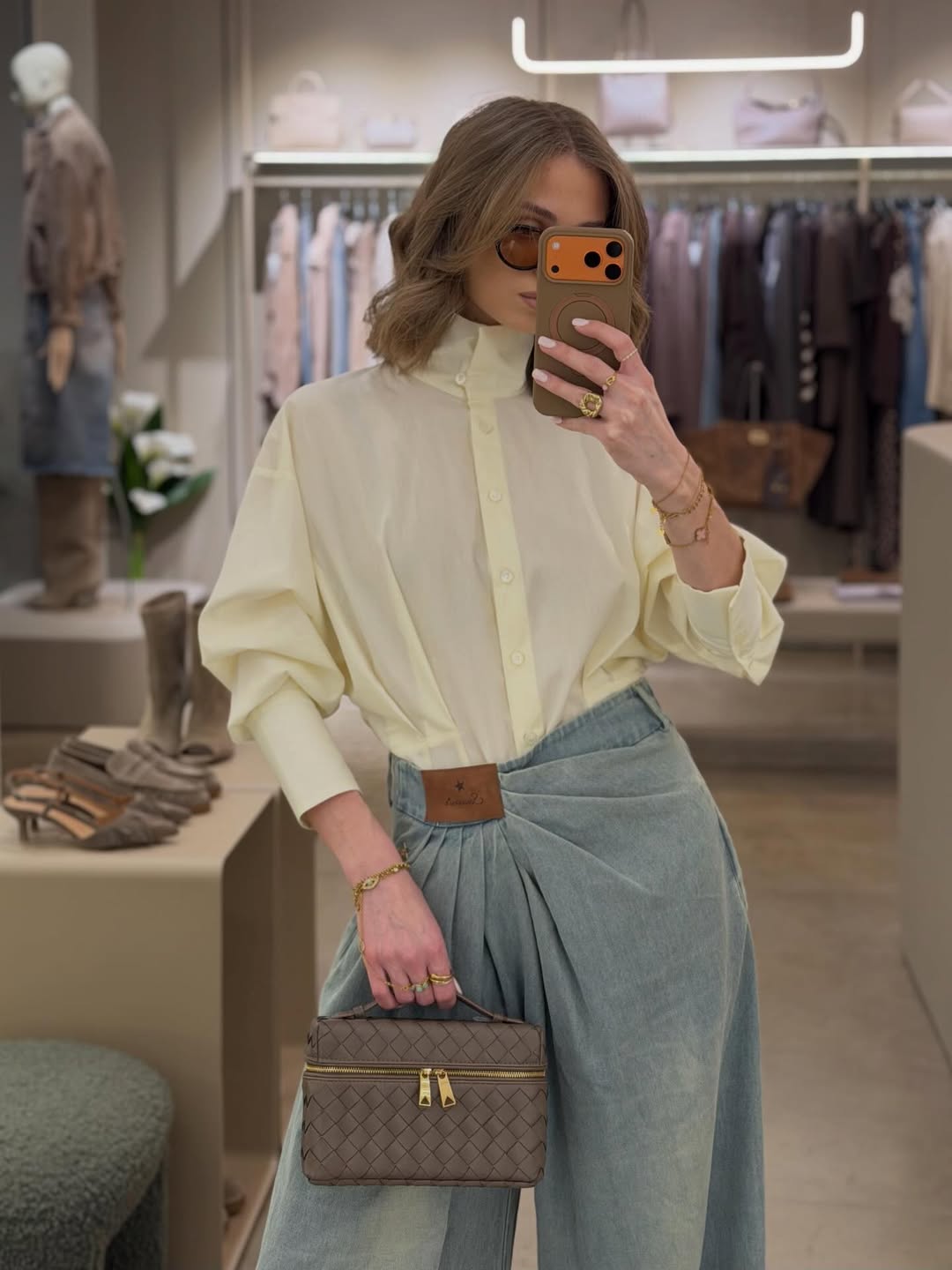 Draped Jeans in Indigo Blue