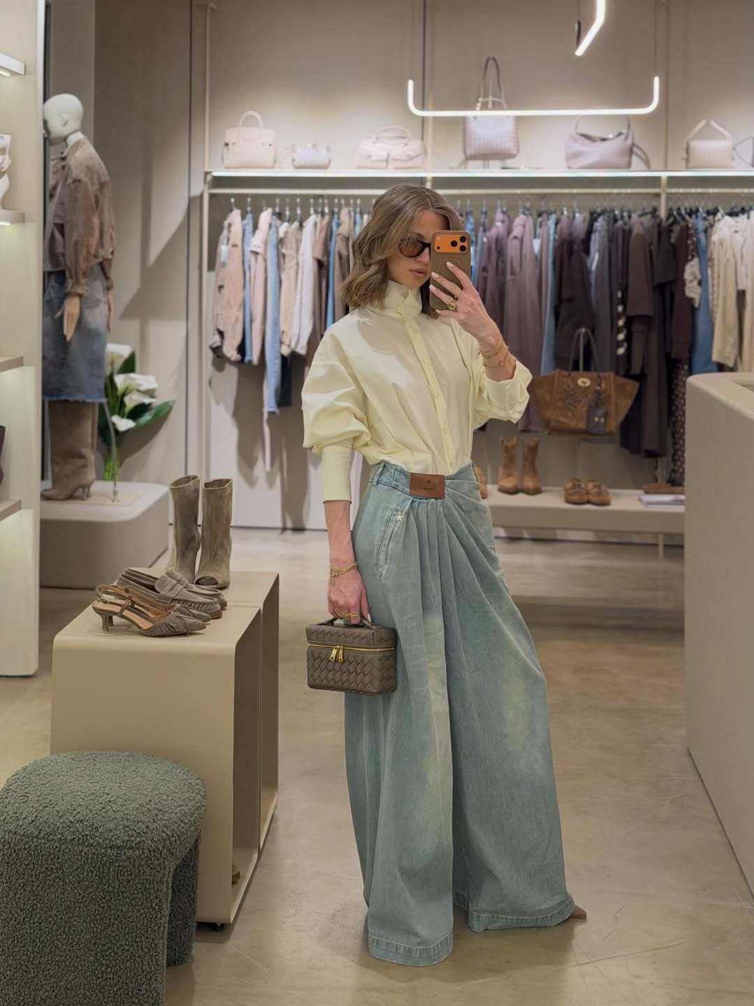 Draped Jeans in Indigo Blue