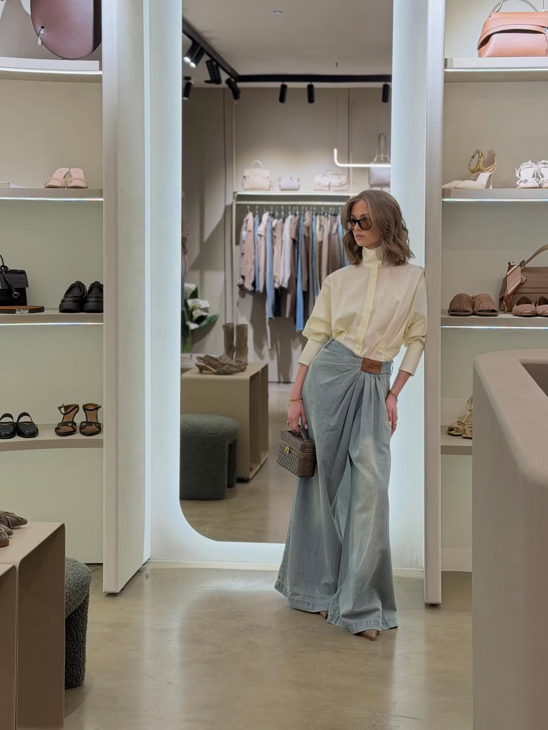 Draped Jeans in Indigo Blue