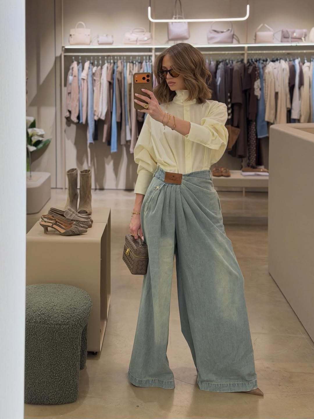 Draped Jeans in Indigo Blue