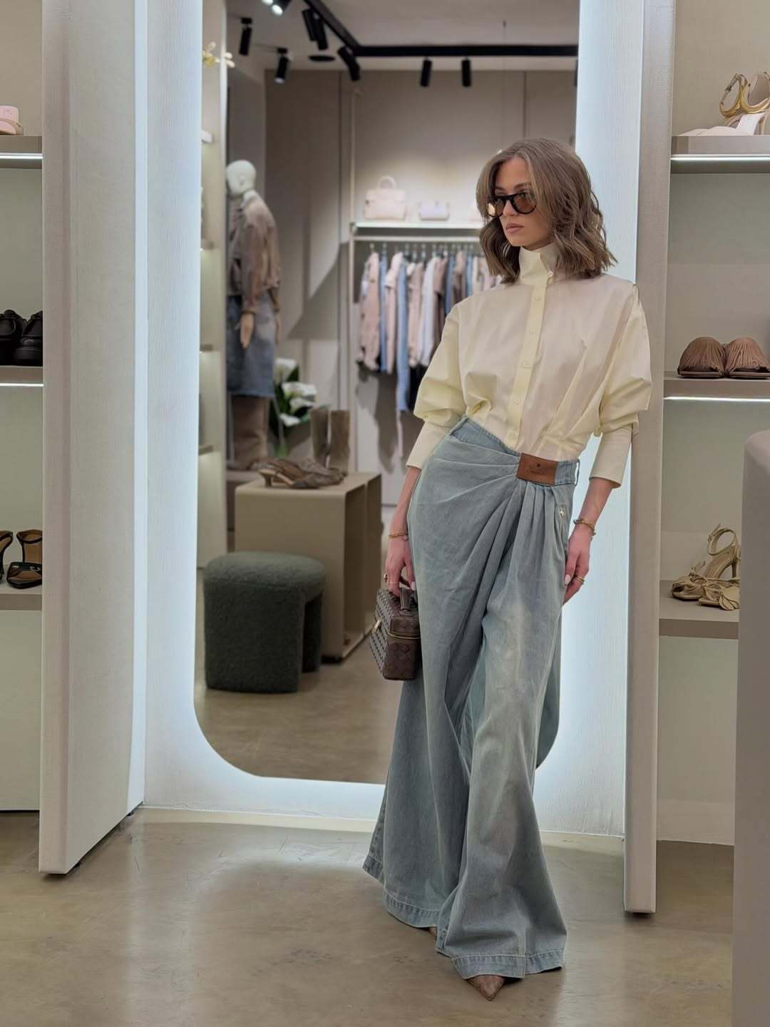 Draped Jeans in Indigo Blue